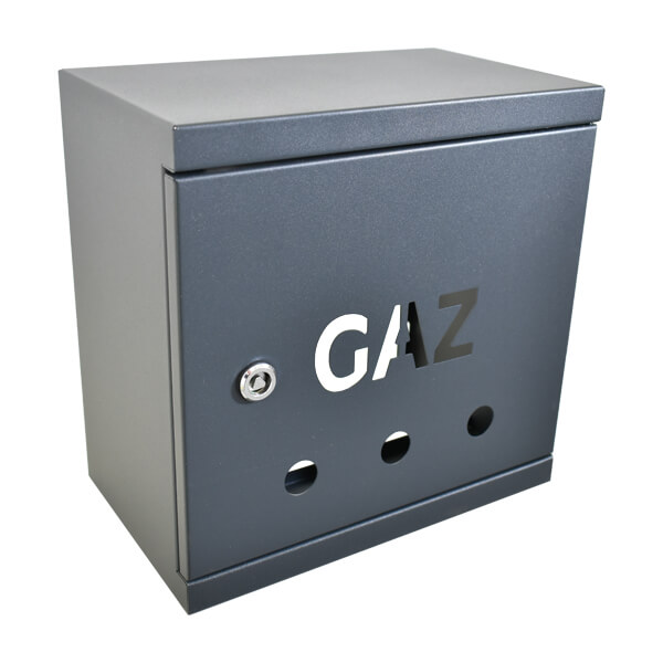 Skrzynka gazowa 250x250x150 stal ocynkowana malowana proszkowo gr 0,8 na zawór Gaz grafit all1